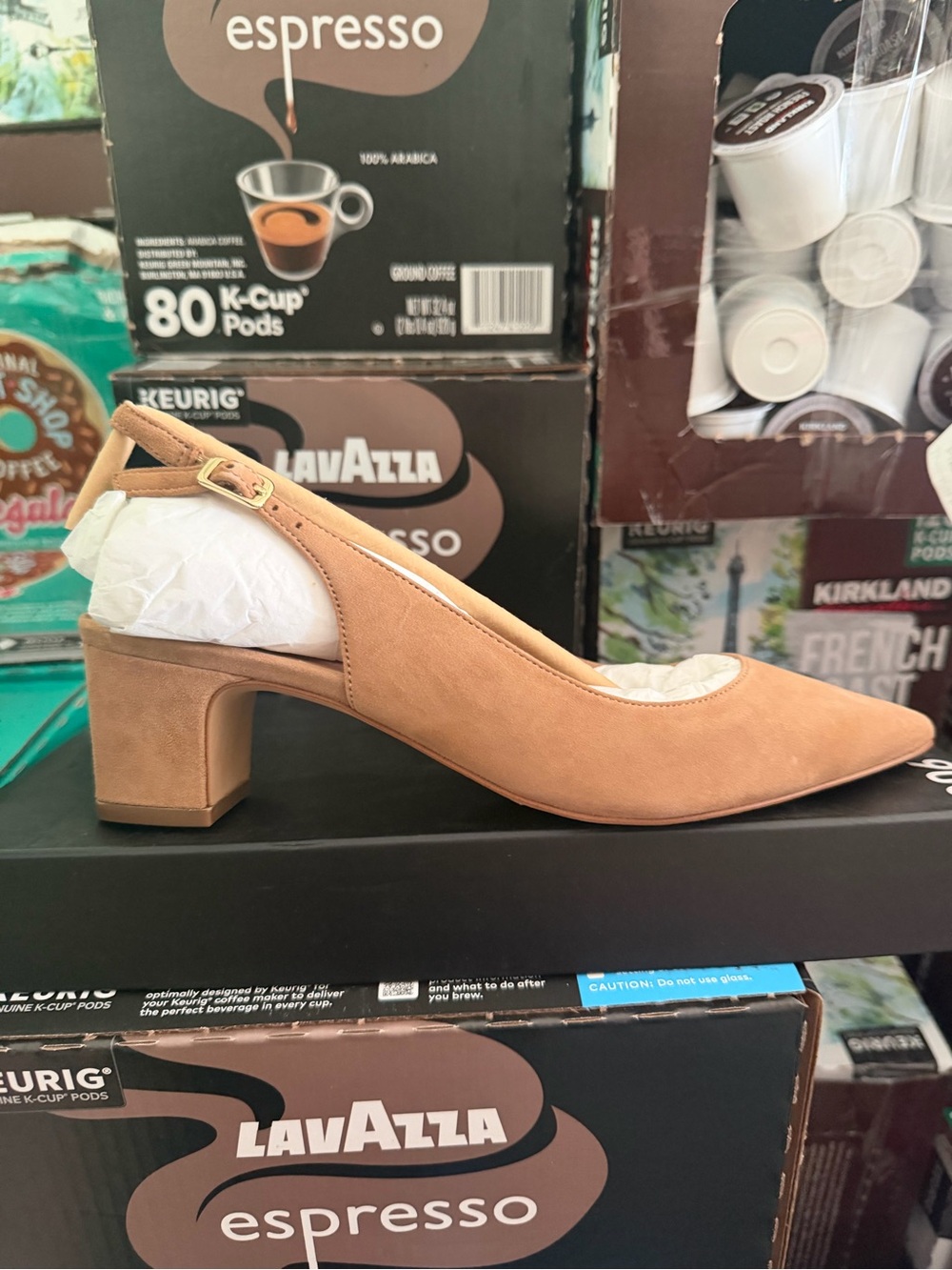 206 collective women’s Laila Slingback block heel pump shoes caramel suede 7 M